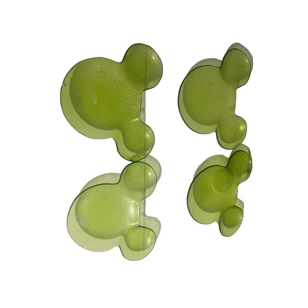 Disney Green Glass Mickey Mouse Serving Plate Set Of 4